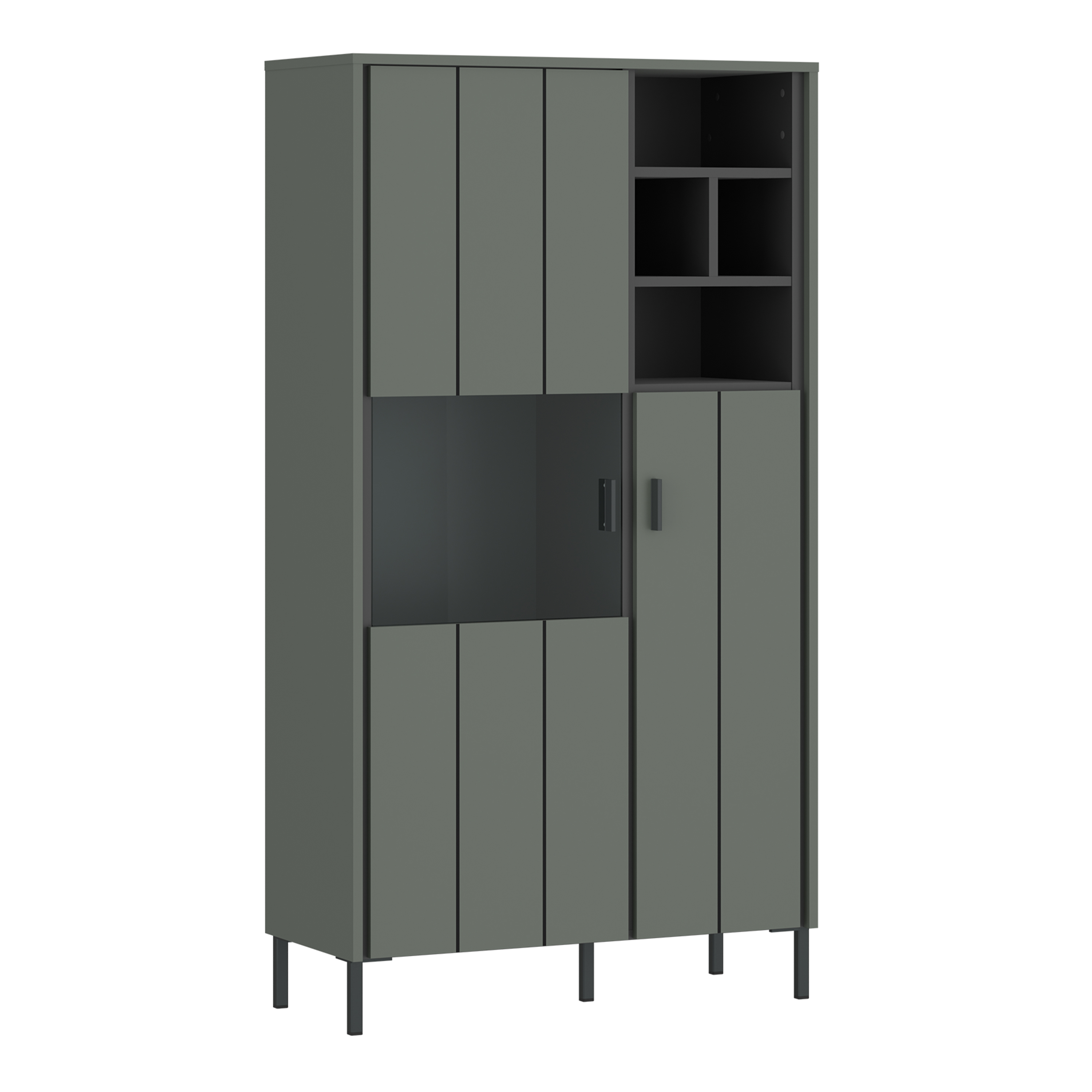 Display Cabinet - ARUNDEL 2 Door Cabinet Green and Grey 82.1cm - Rosalind Collection