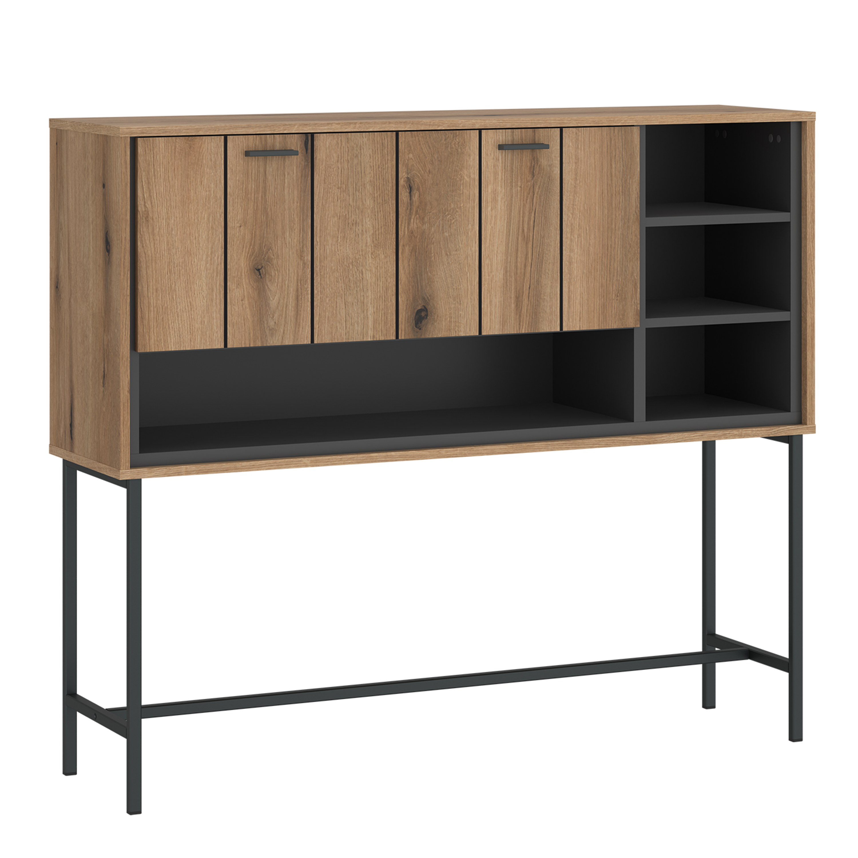 Bar Table - ARUNDEL Bar Table 1 Flap Oak and Grey 127cm - Rosalind Collection