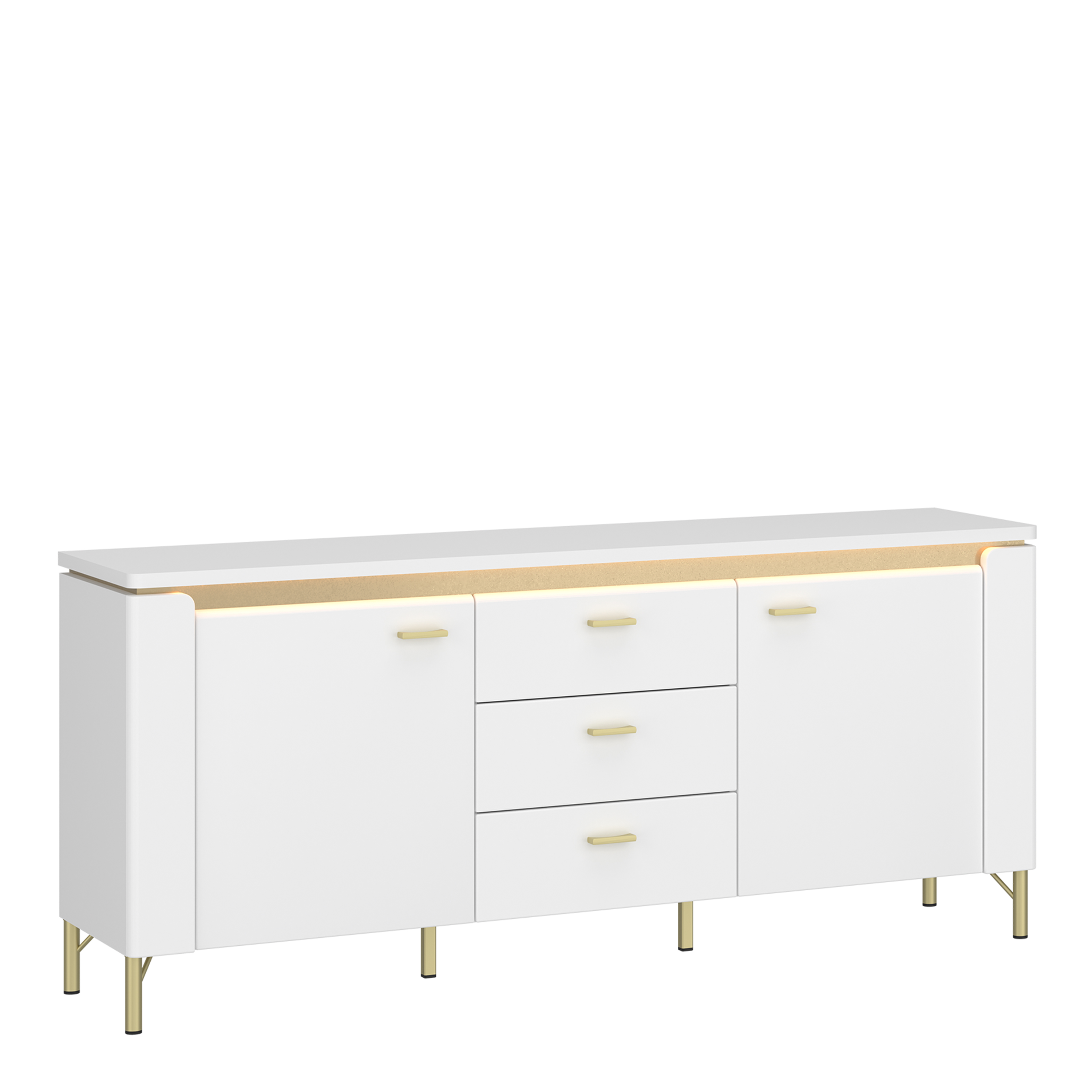 TV Stand - LAZIO 2 Door 3 Drawer Media Unit Alpine White and White Gloss 155.3cm - Rosalind Collection
