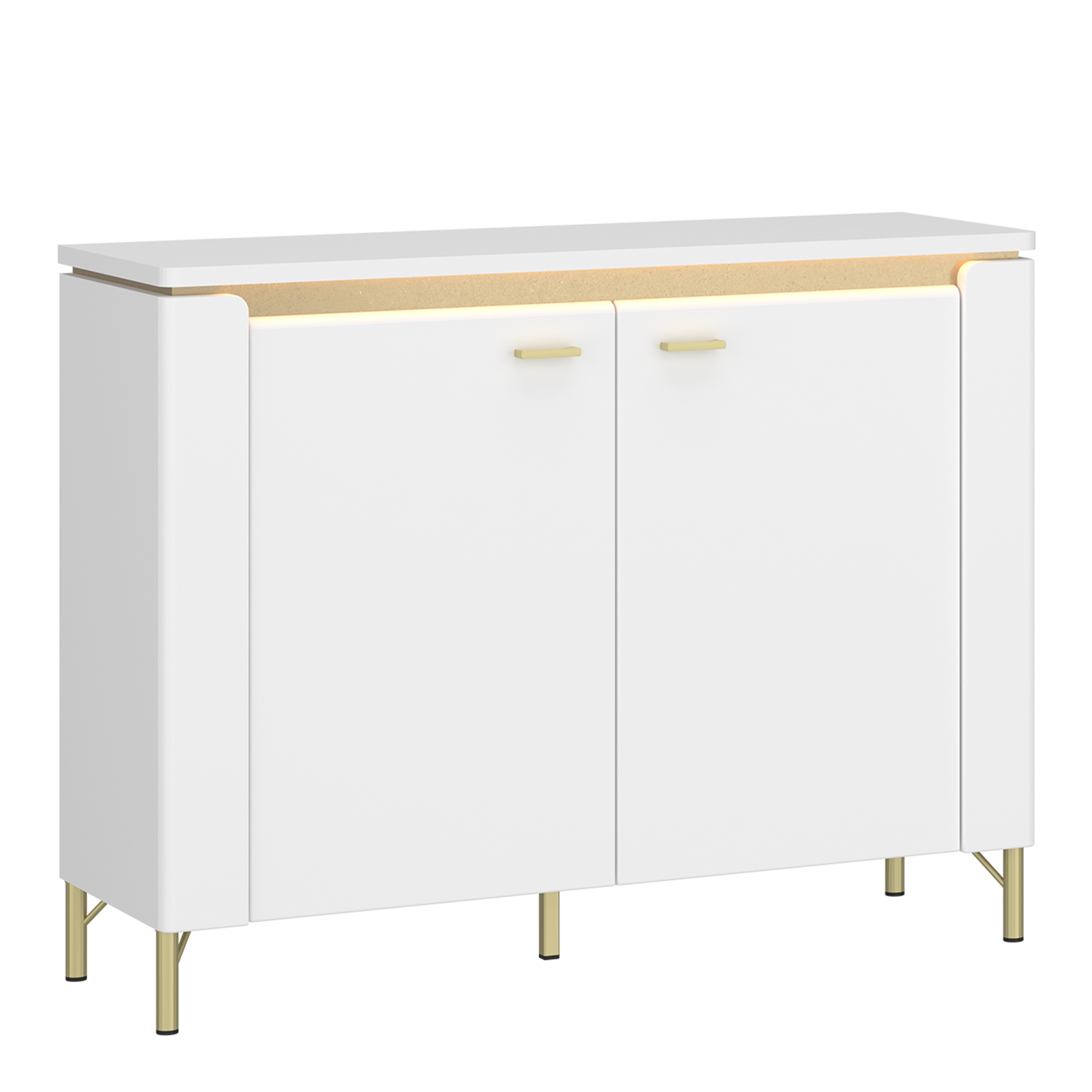 Sideboard - LAZIO 2 Door Sideboard Alpine White and White Gloss 110.4cm - Rosalind Collection