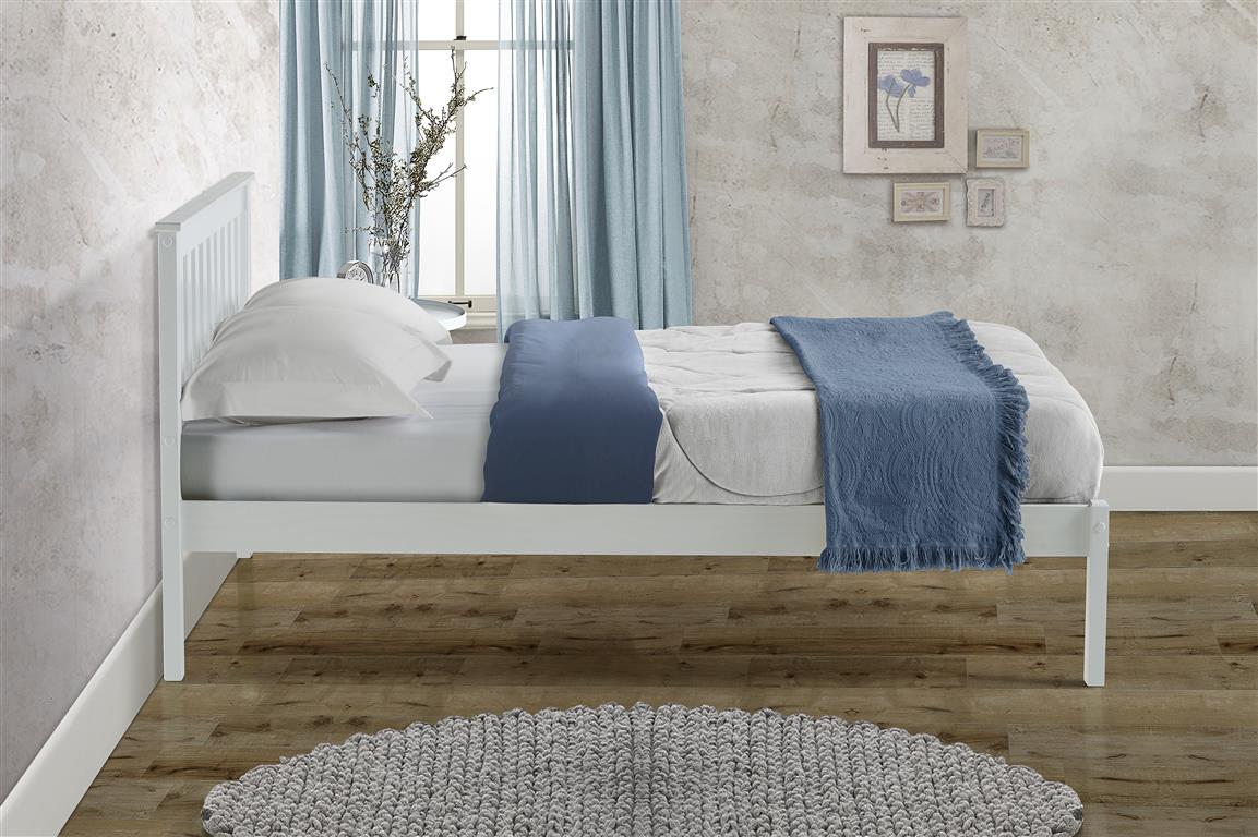 Birlea Denver Low End Wood White Bed Frame - Small Double 4ft - Birlea Essentials