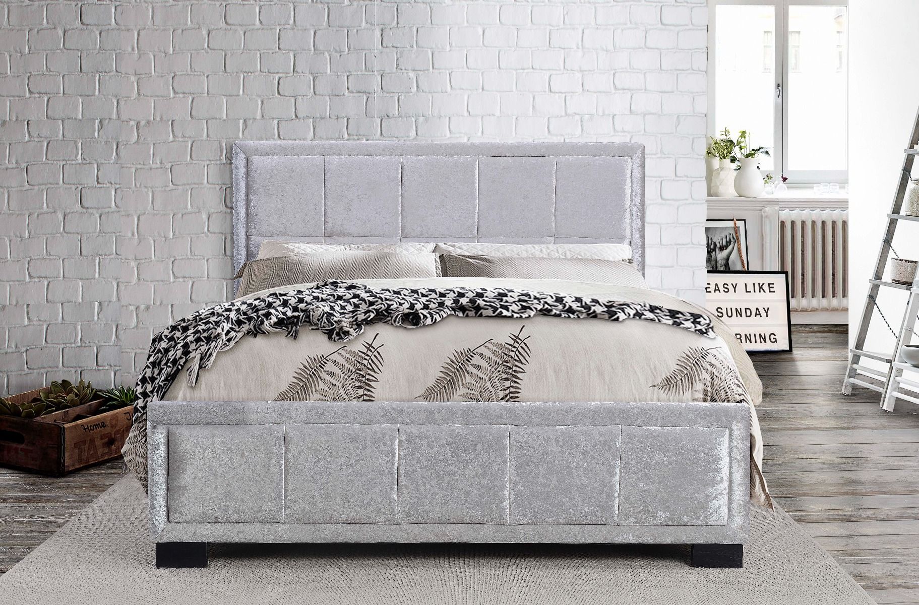 Birlea Hannover Steel Crushed Velvet Bed Frame - Double 4ft6 - Birlea Essentials