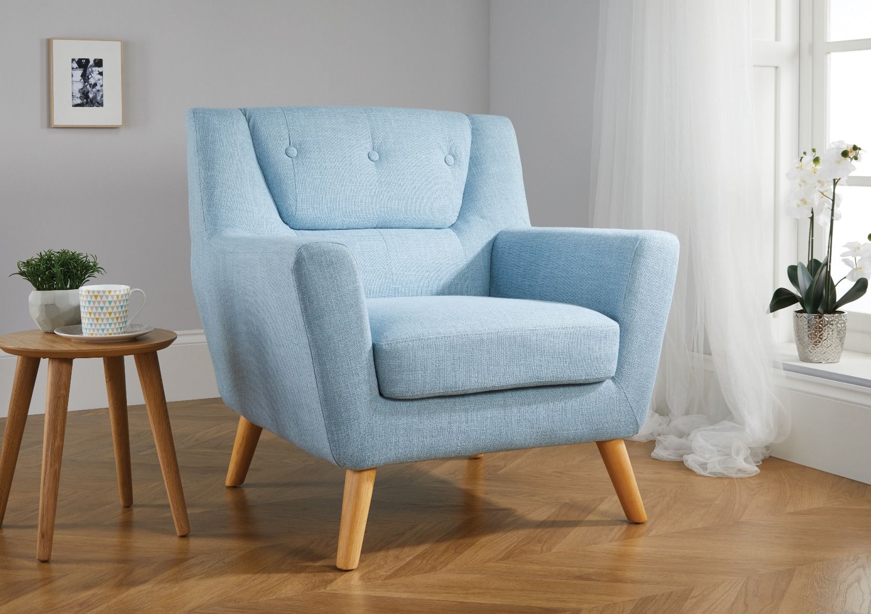 Birlea Lambeth Fabric Armchair - Duck Egg Blue - Birlea Essentials
