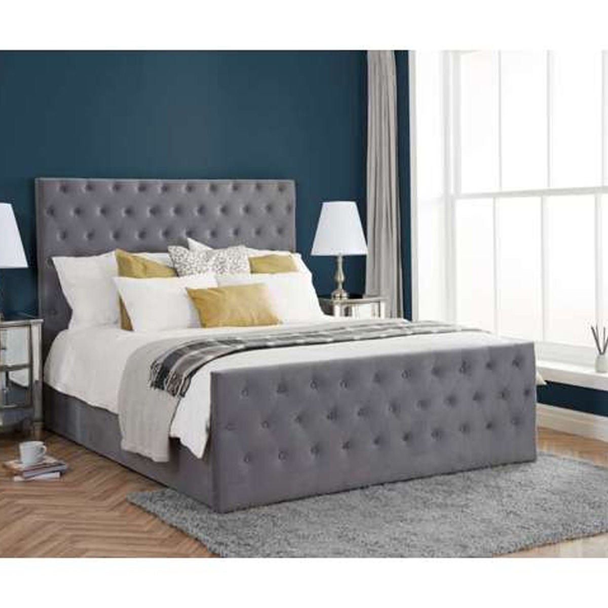 Birlea Marquis Grey Velvet Ottoman Bed - Kingsize 5ft - Birlea Essentials