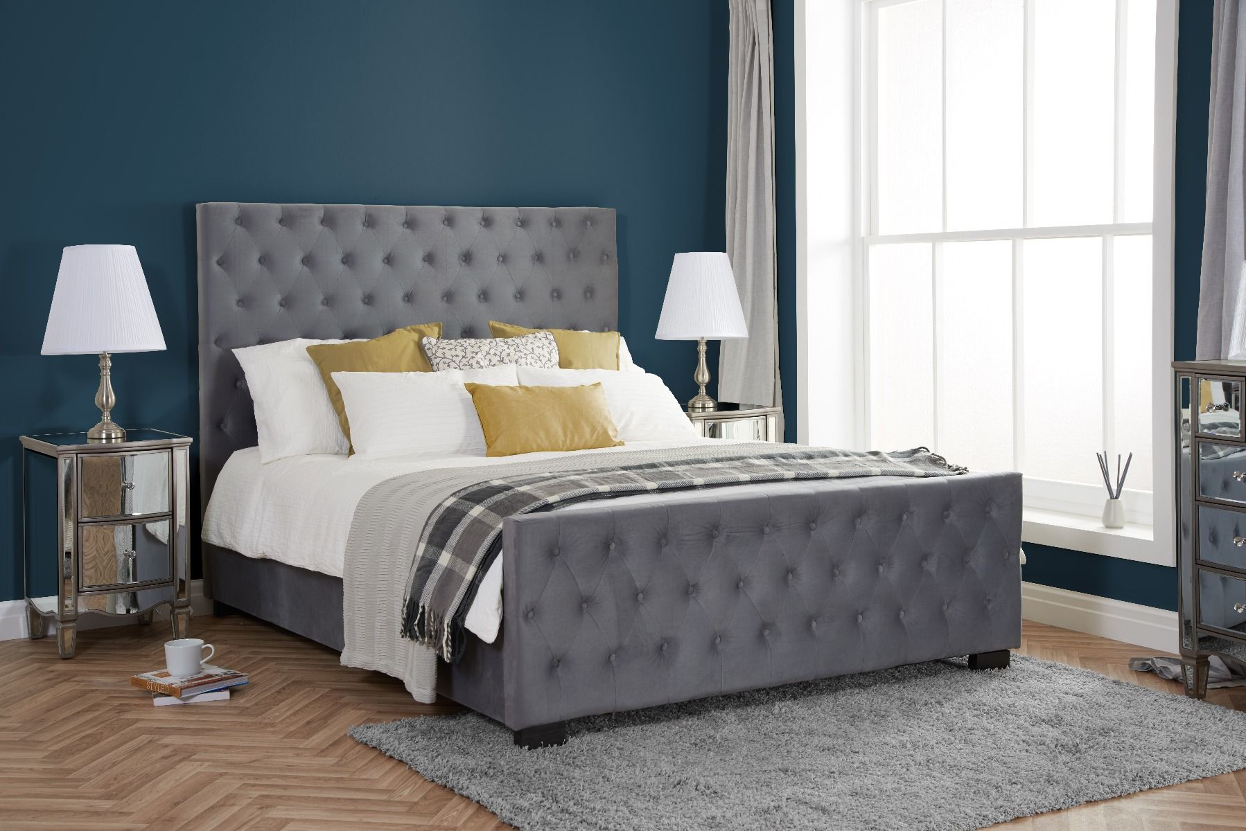 Birlea Marquis Grey Velvet Bed - Kingsize 5ft - Birlea Essentials