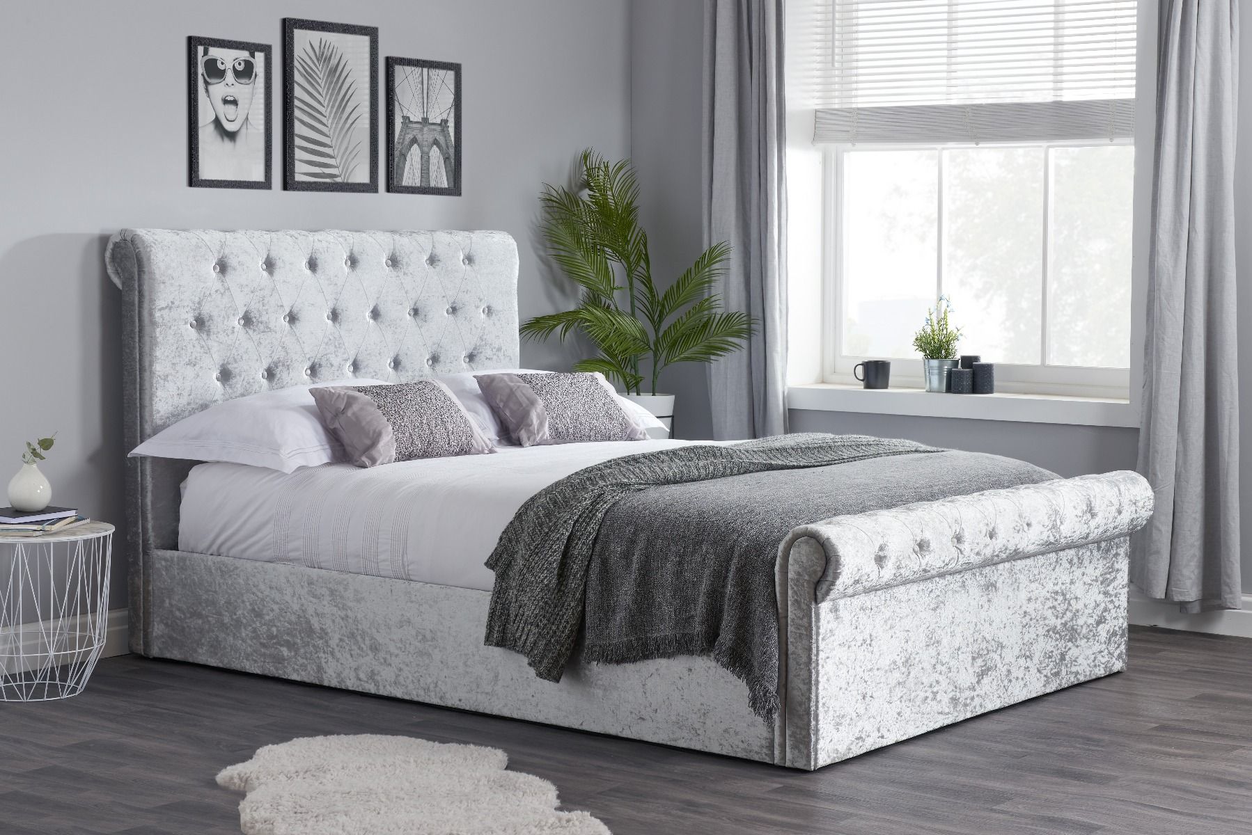 Sienna Upholstered Dark Feet Ottoman Fabric Bed - Standard Double 4ft6 - Birlea Essentials