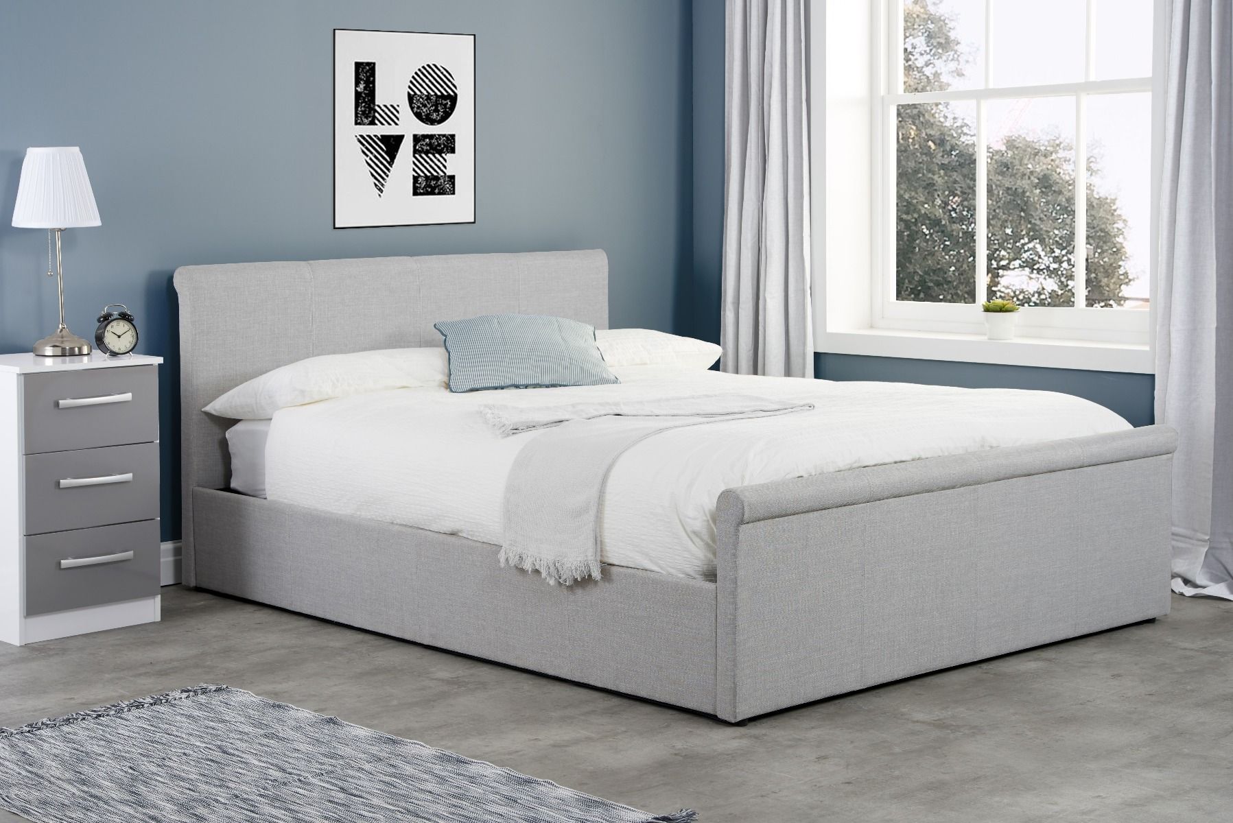 Birlea Stratus Grey Fabric Ottoman Bed - Kingsize 5ft - Birlea Essentials