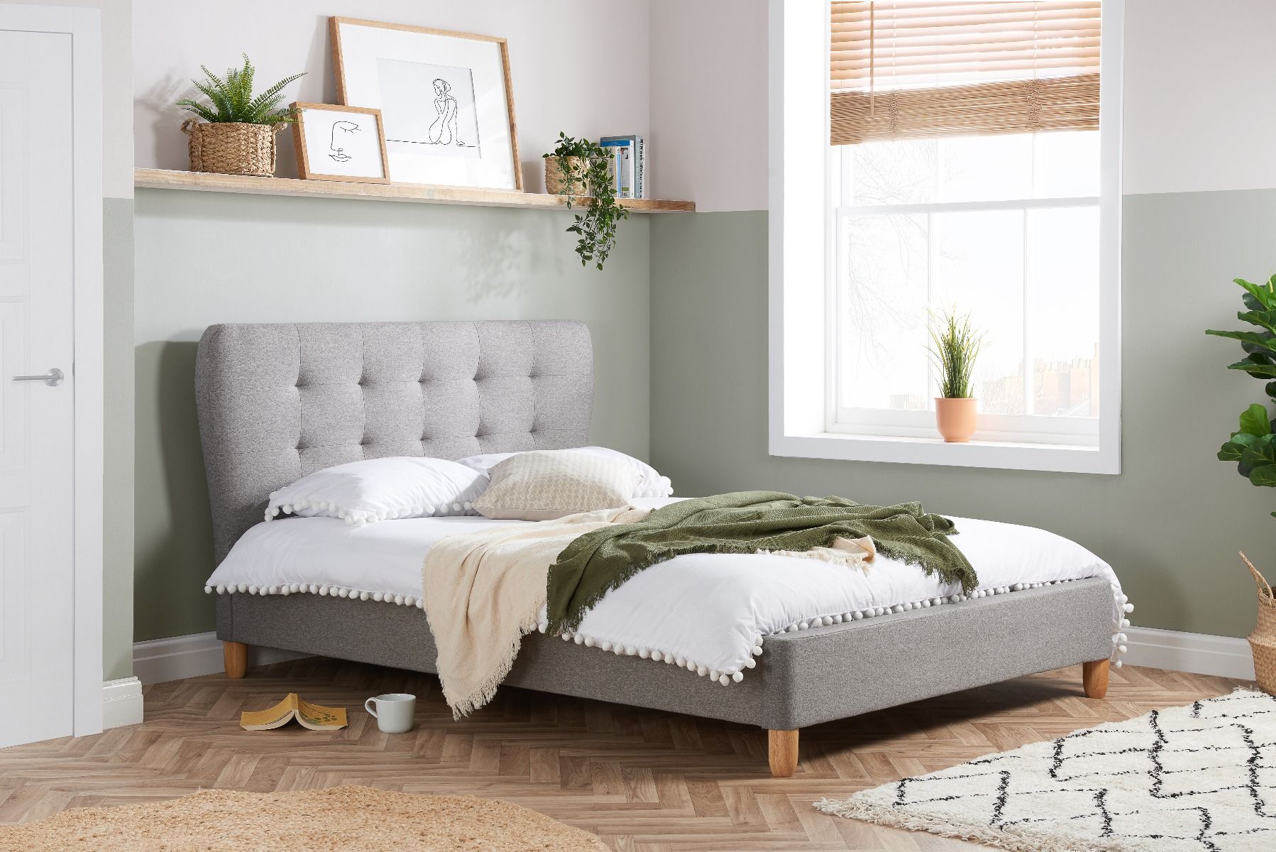 Birlea Stockholm Grey Fabric Bed Frame - Small Double 4ft - Birlea Essentials
