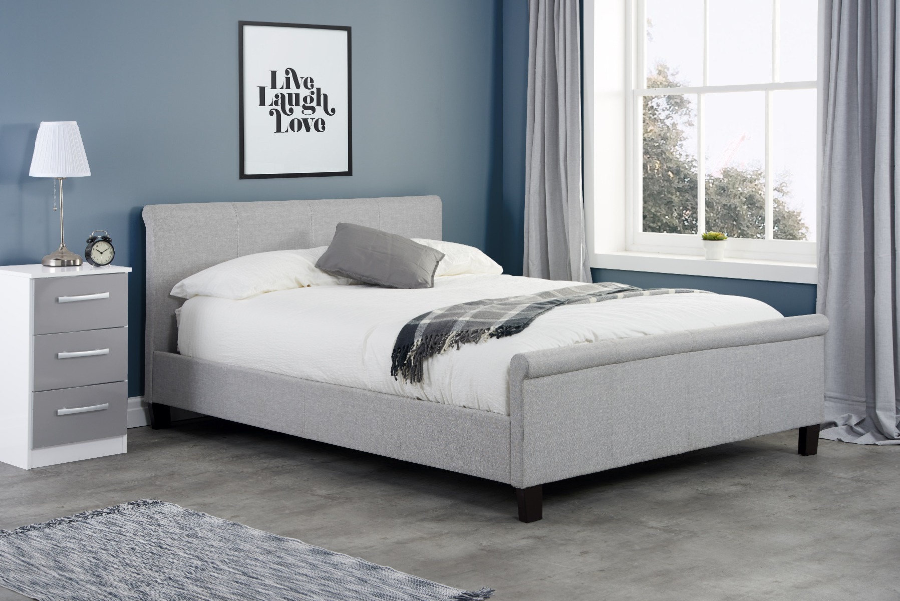 Birlea Stratus Grey Fabric Bed - Small Double 4ft - Birlea Essentials