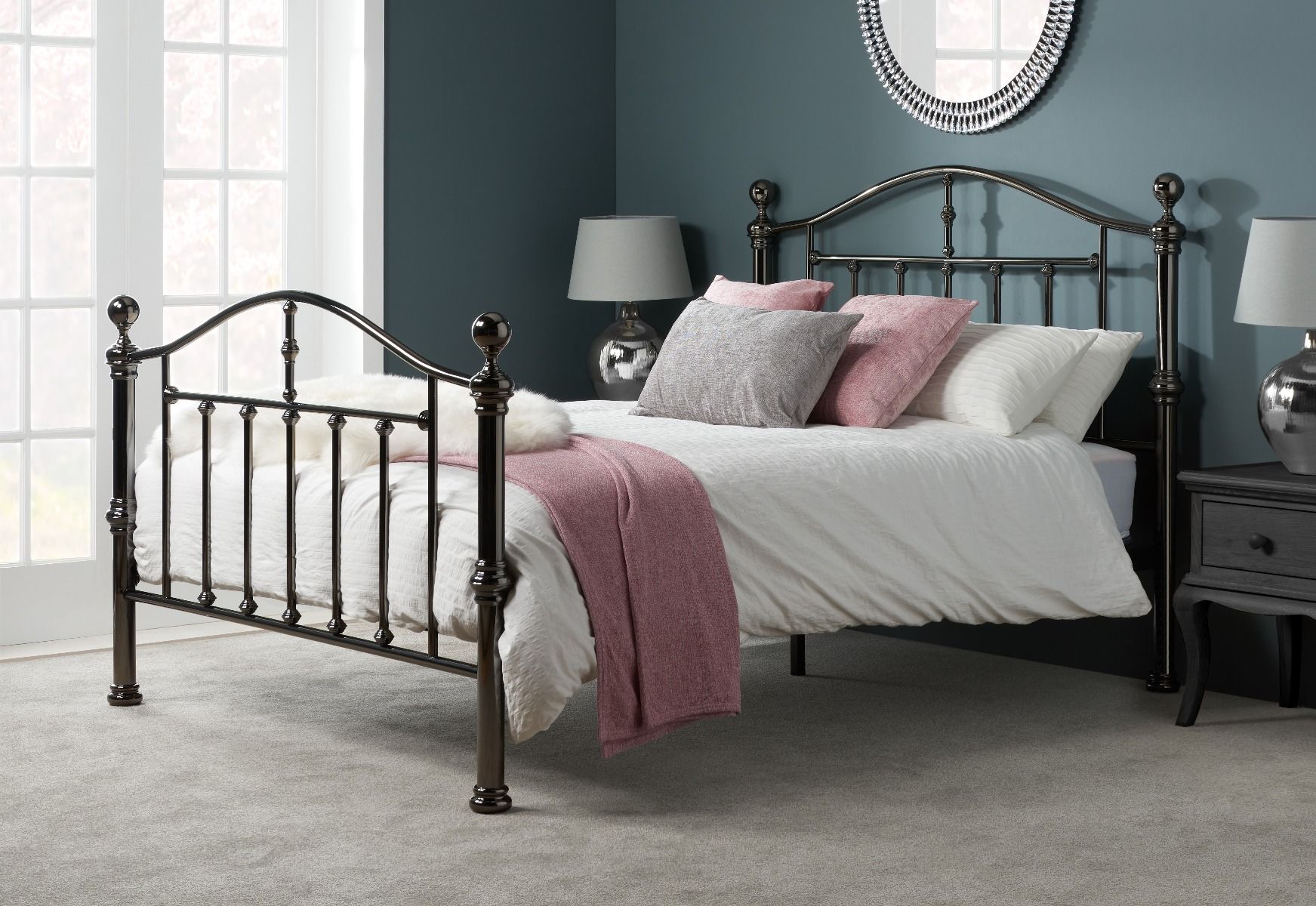 Birlea Victoria Black Nickel Metal Bed Frame - Double 4ft6 - Birlea Essentials