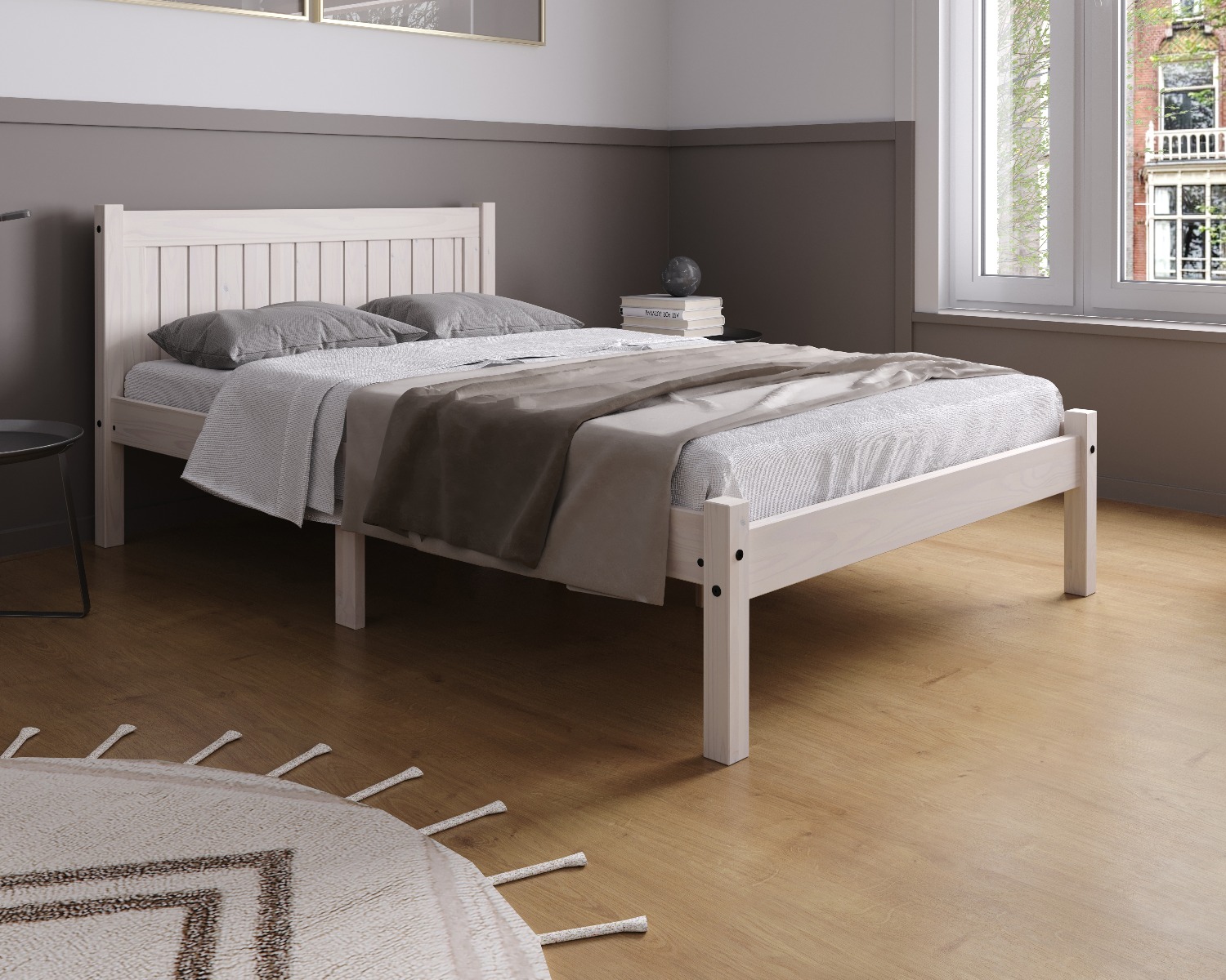 Birlea Rio White Washed Bed Frame - Double 4ft6 - Birlea Essentials