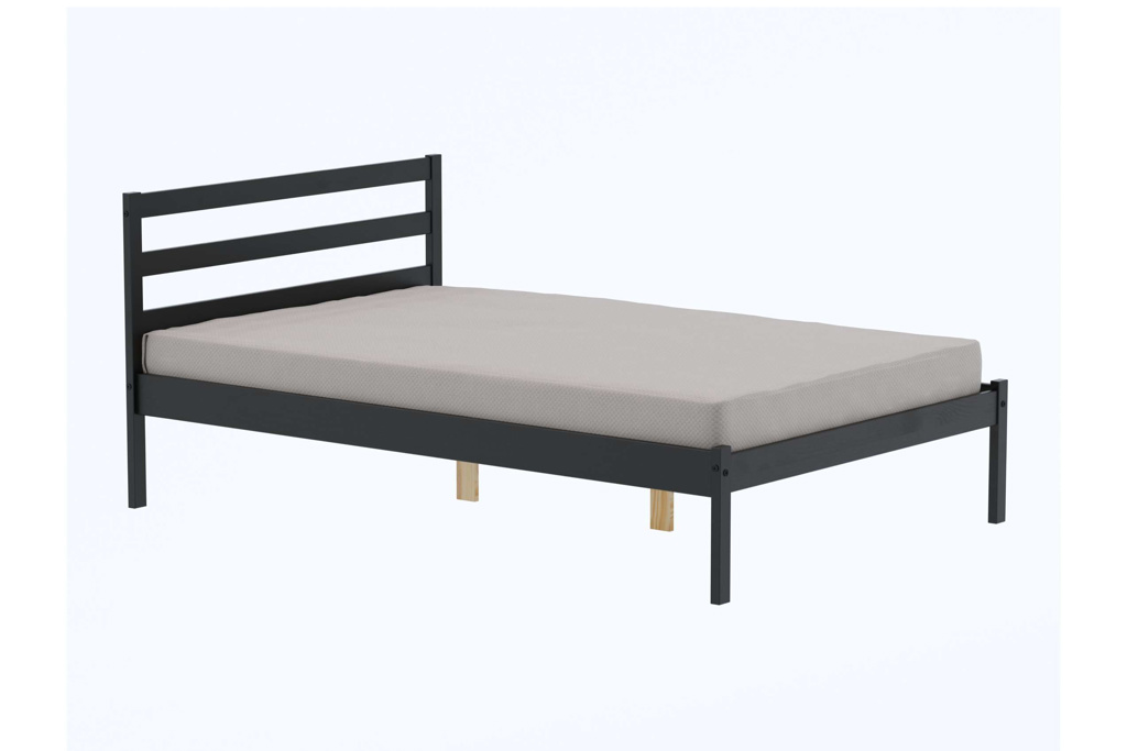 Black Finish Solid Pine Wood Frame - Small Double 4ft - Birlea Essentials