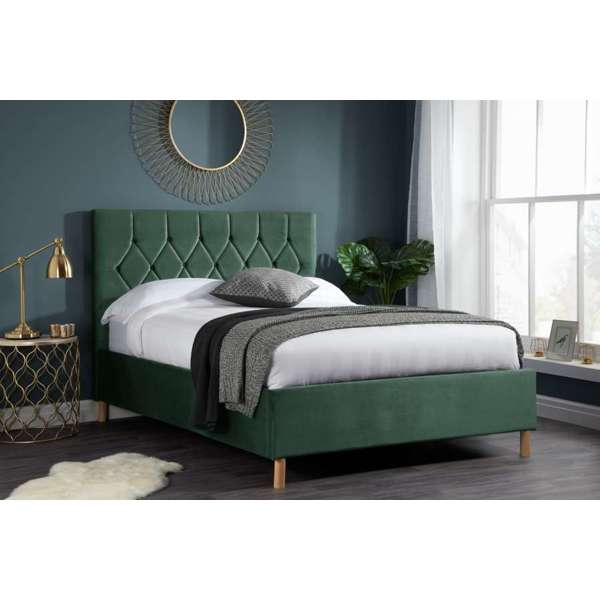 Stylish Loxley Ottoman Storage Green Fabric Bed - Kingsize 5ft - Birlea Essentials