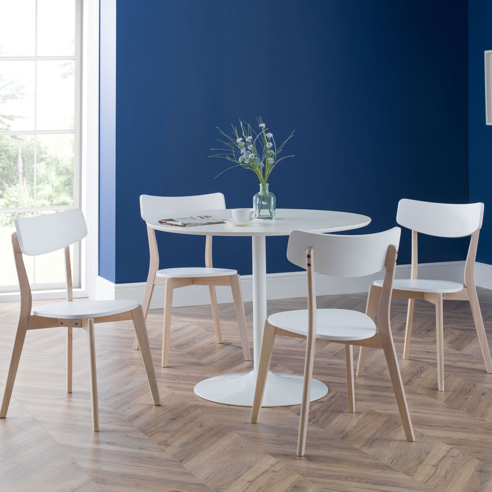 Blanco Elegant Design Round White Pedestal Dining Table - JB Collections