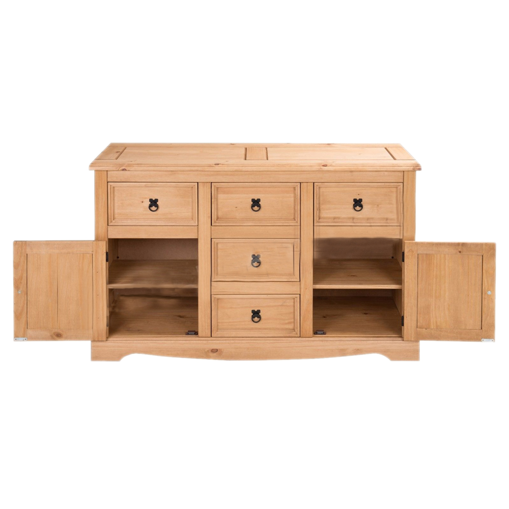 Corona Solid Pine Sideboard Large 2 Door 5 Drawer - Mexican Style - Bedroom & More