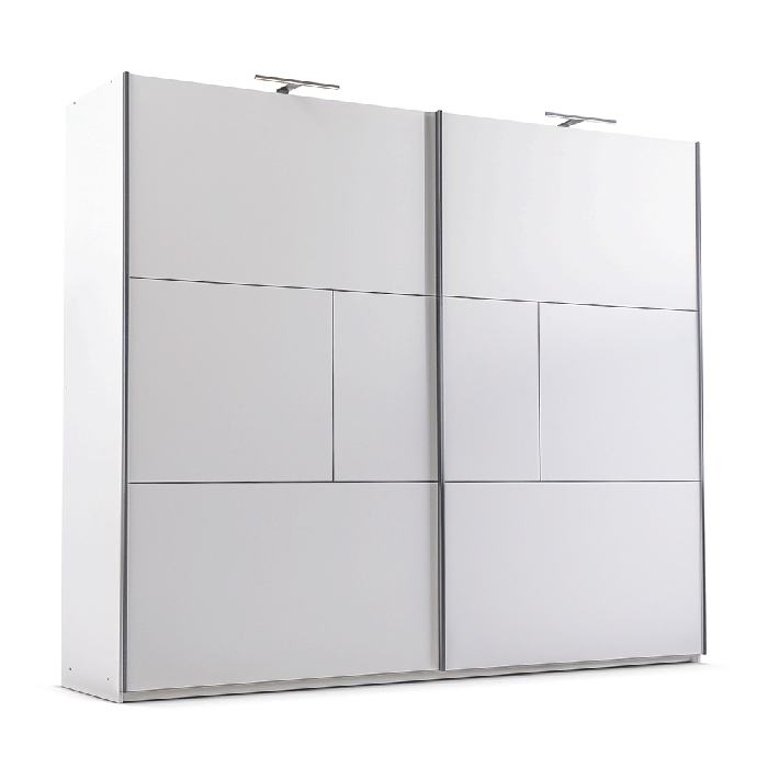 CASTELLOA 2 Door Sliding Wardrobe with 2 Drawers White - 250cm - Avellino & Wells