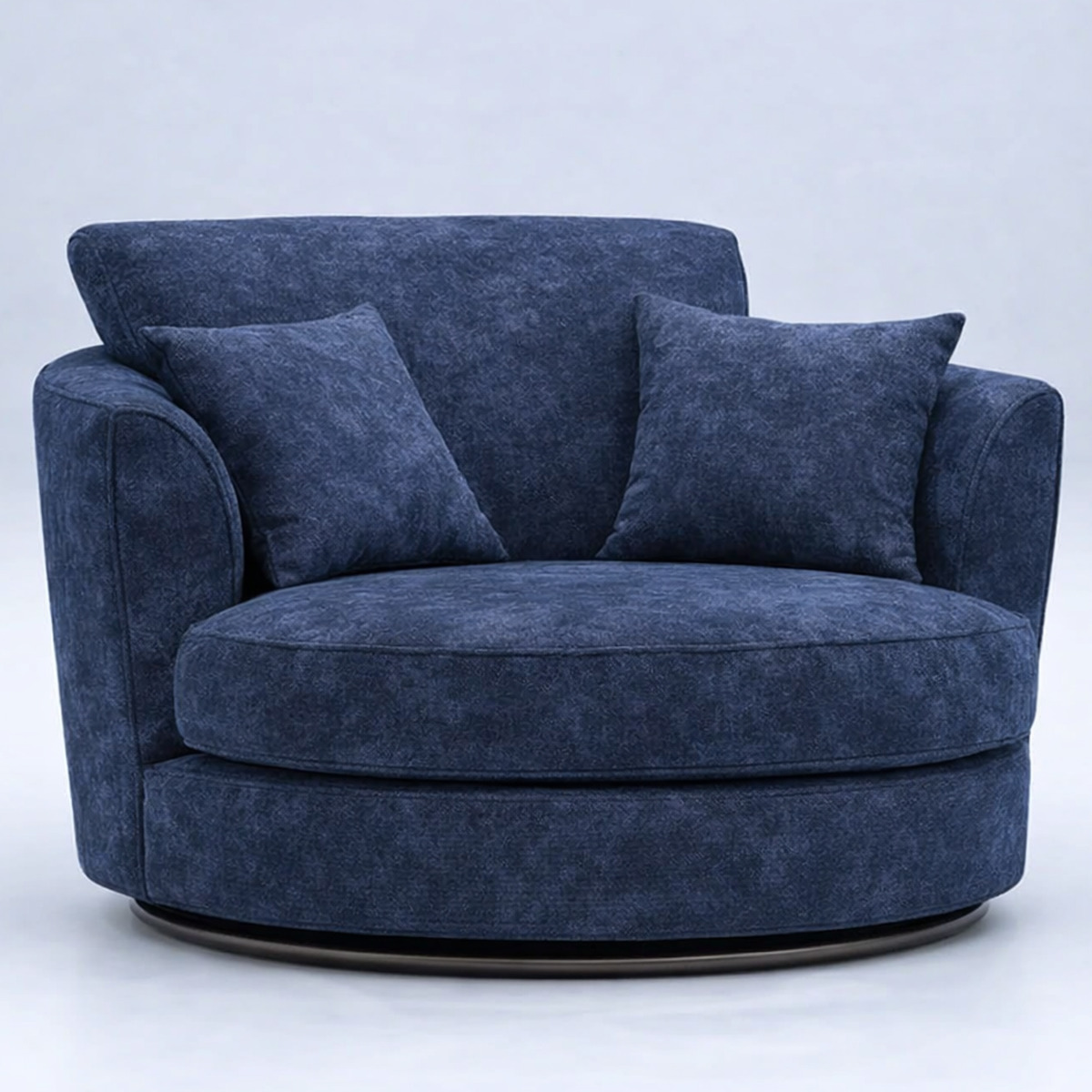 LORVANI Fabric Swivel Chair - Midnight Blue - Home Done