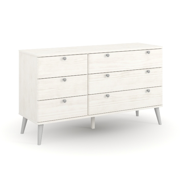 SHEESHAM White Chest of Drawers - Large-sized, 3 Drawers, Double - Colton & Sawyer