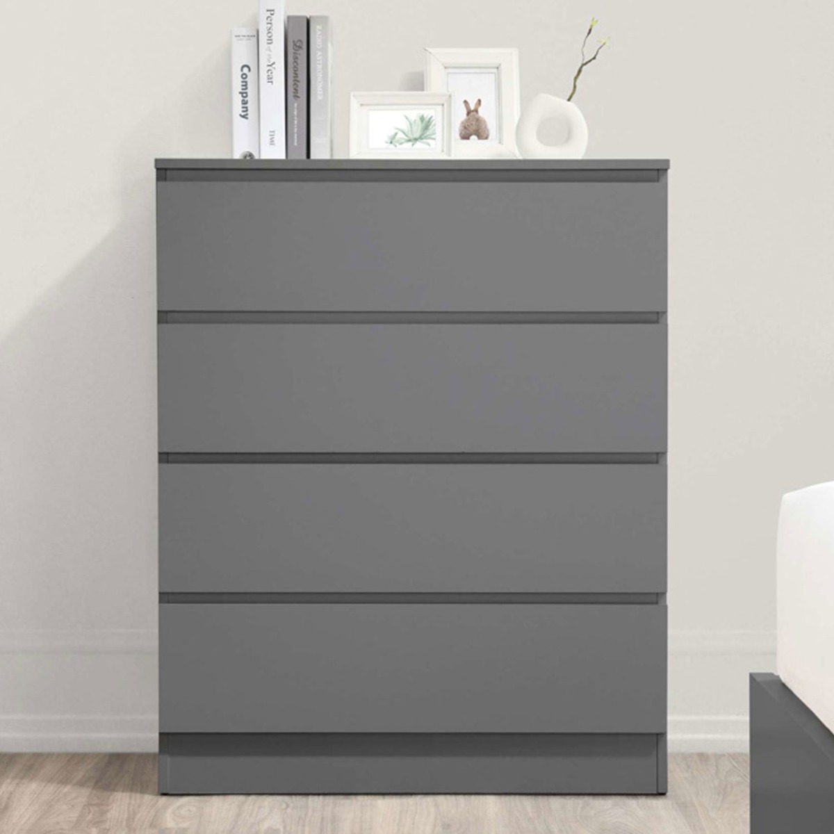 OPAL Grey Chest of Drawers - Medium-sized, 4 Drawers - Birlea Essentials