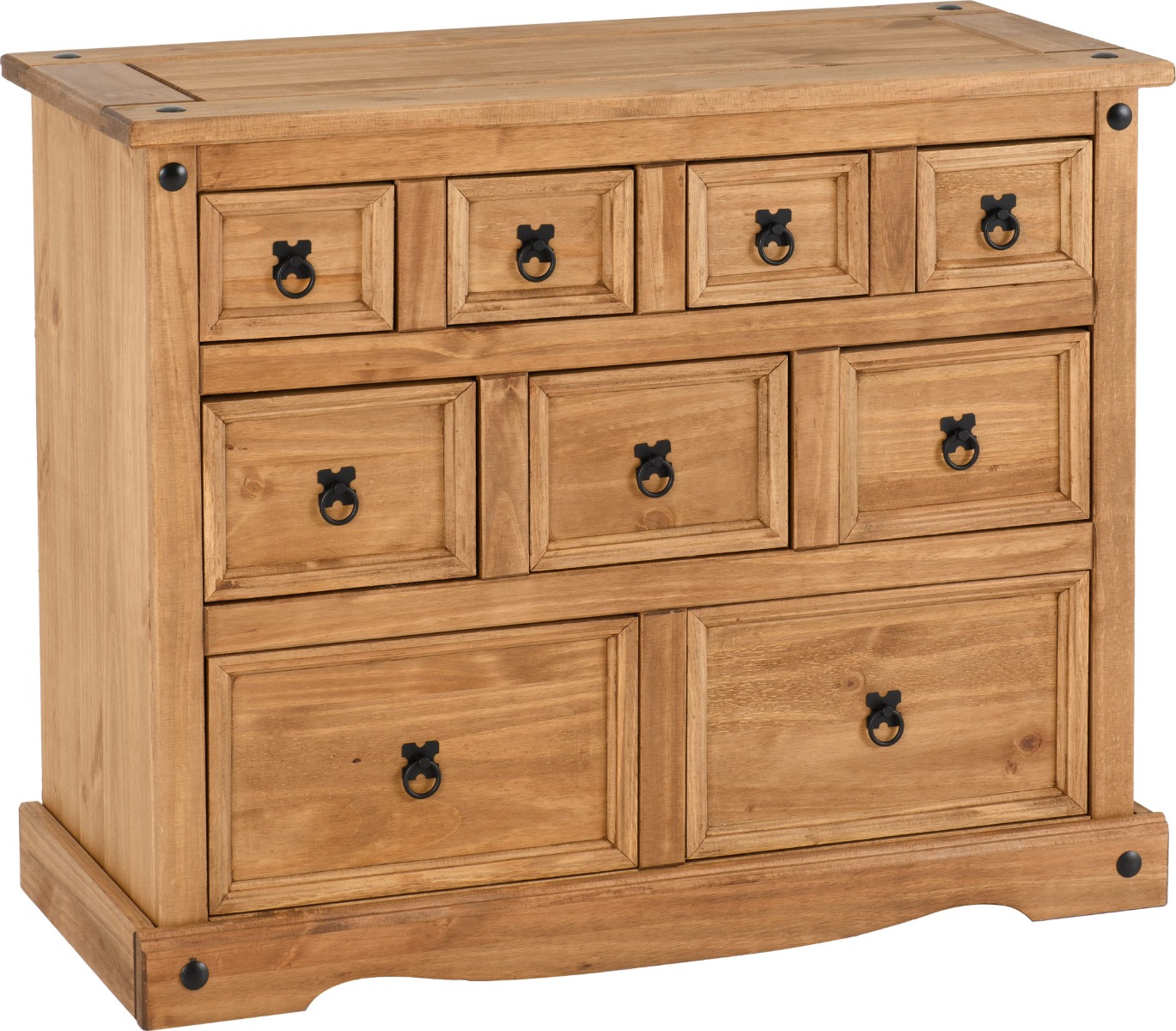 CLACTON Oak Finish Chest of Drawers - Medium-sized, 9 Drawers - Budget Deals