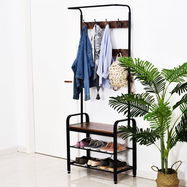 Retro Metal Standing Hallway Coat & Shoe Organiser - Home Deals