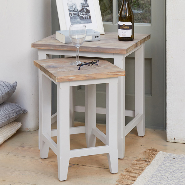 Ransley Grey Limed Nest of Two Tables - Vantage Point