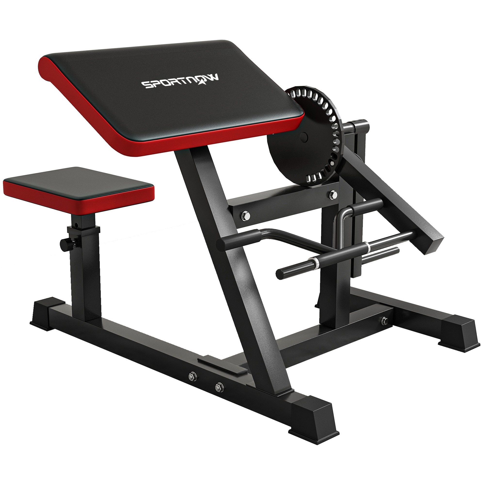 SPORTEDGE Adjustable Preacher Curl Bench with Handlebar and Elbow Cushion - Life Essentials