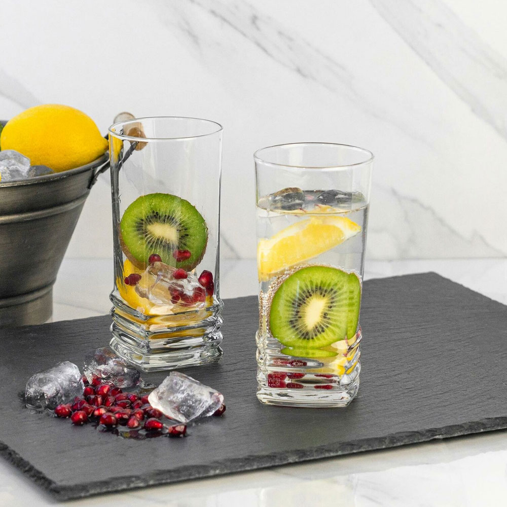 12 Pcs Ridged Tumbler Highball Glass Set - Bedroom & More