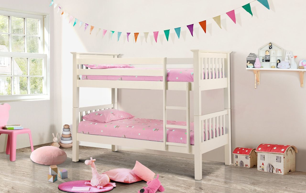 Barcelona Bunk Bed - Stone White or Pine - Stone White - JB Collections