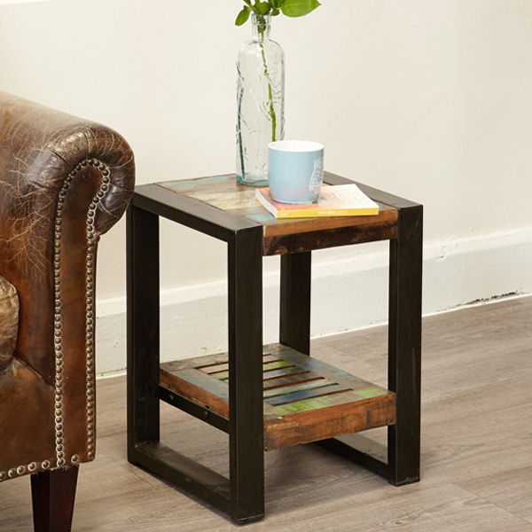 Laura Urban Edge Low Height Lamp Table - Natural Wood - Vantage Point