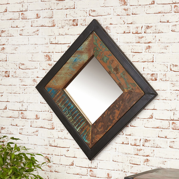 Laura Reclaimed Timber Contemporary Small Mirror - Vantage Point