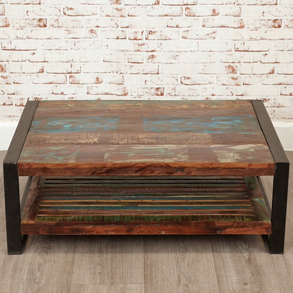 Laura Urban Edge Rectangular Coffee Table - Natural Wood - Vantage Point