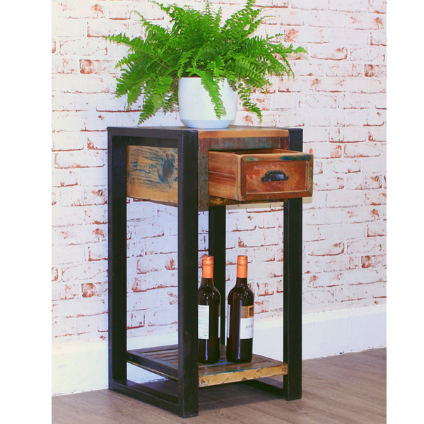 Laura Urban Edge Lamp Table with Drawer - Natural Wood - Vantage Point