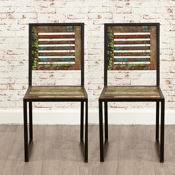 Laura Chic Reclaimed Wood Dining Chairs - Set of 2 - Vantage Point