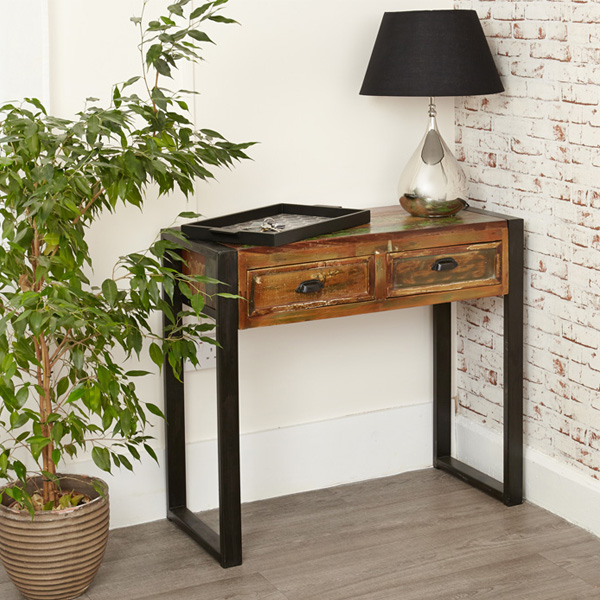 Laura Chic Reclaimed Wood 2 Drawer Console Table - Vantage Point