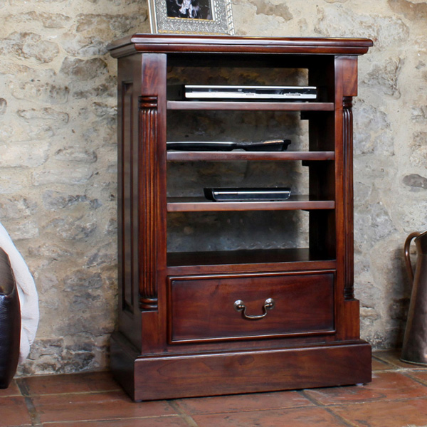 Royston Mahogany Media Storage Cabinet with Drawer - Vantage Point