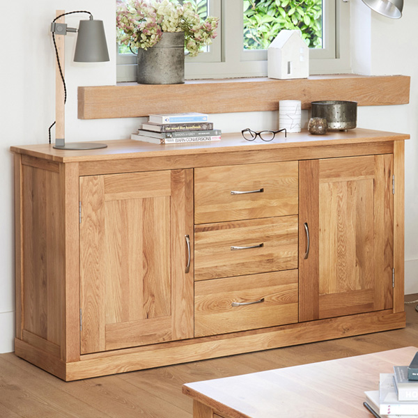 Harriet Large 2 Door Sideboard with 3 Drawers - Oak - Vantage Point