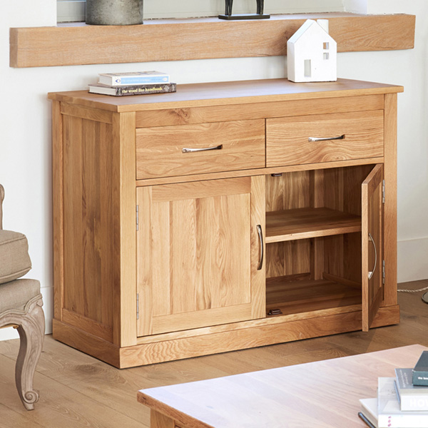 Harriet Large 2 Door Sideboard with 2 Drawers, Removable Shelf - Oak - Vantage Point