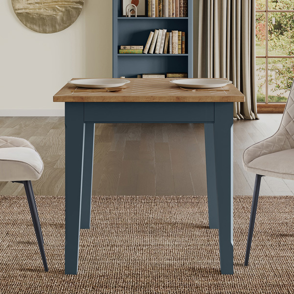 Ransley Oak Parquet Top Square Extendable Dining Table - Blue - Vantage Point