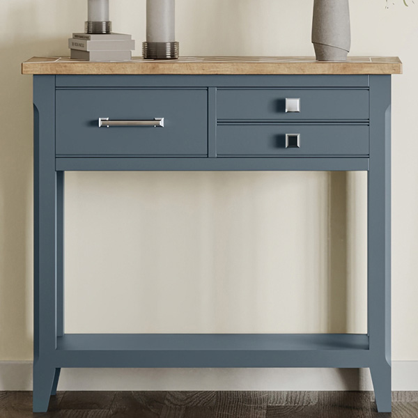 Ransley Small Console Table with Stylish Drawer and Open Shelf - Blue - Vantage Point