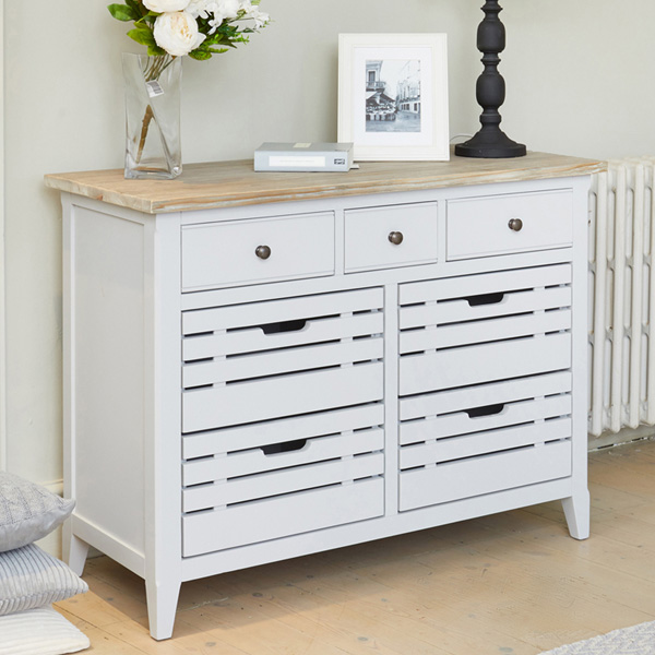 Ransley Crate Style Drawers Sideboard with 3 Drawers - Grey - Vantage Point