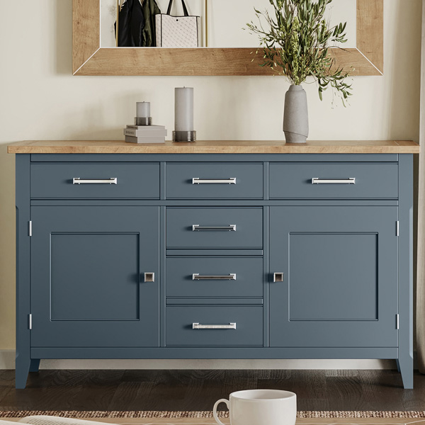 Ransley 2 Door Sideboard with Stylish 6 Drawers - Blue - Vantage Point
