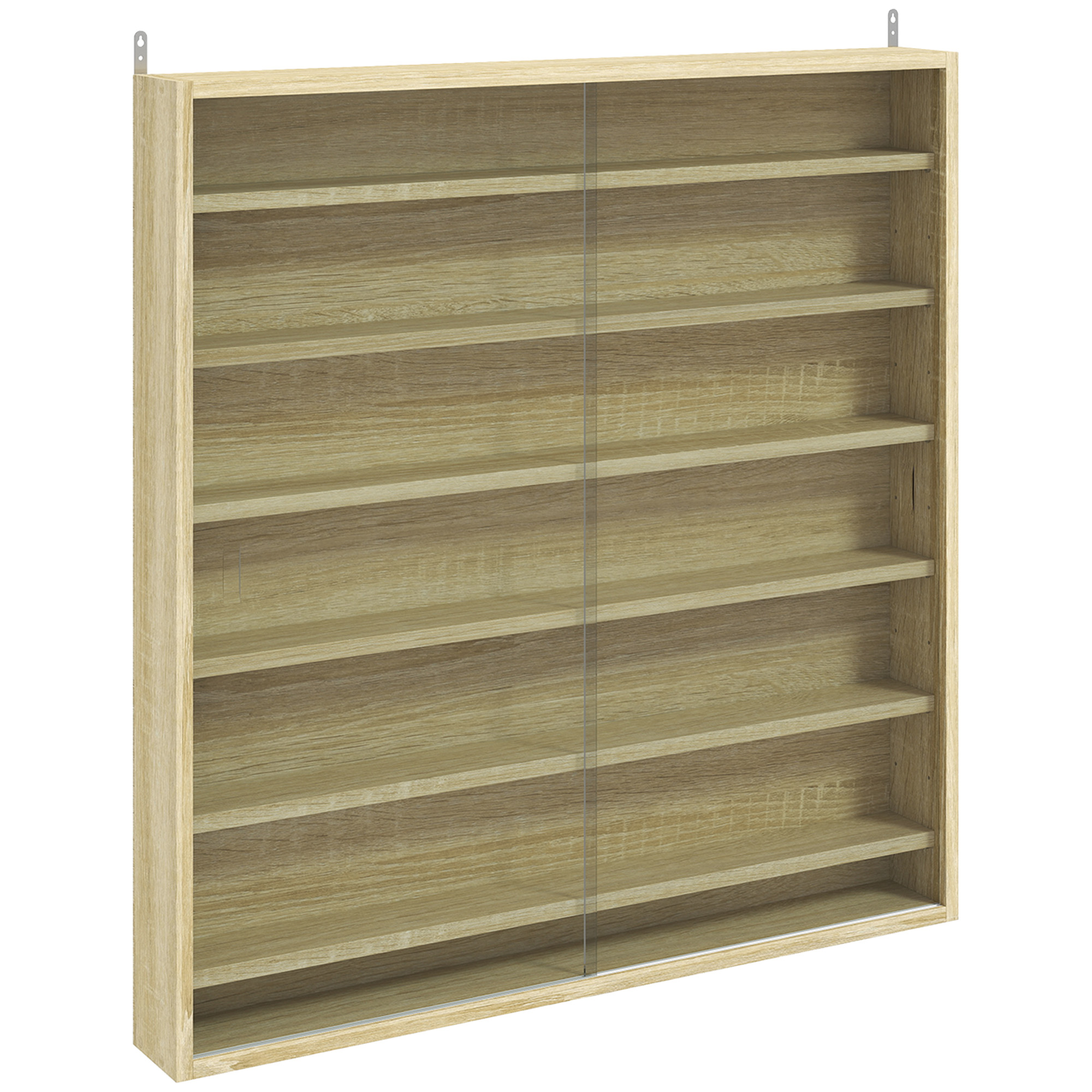 HERON Six Shelf Display Cabinet Oak - Life Essentials