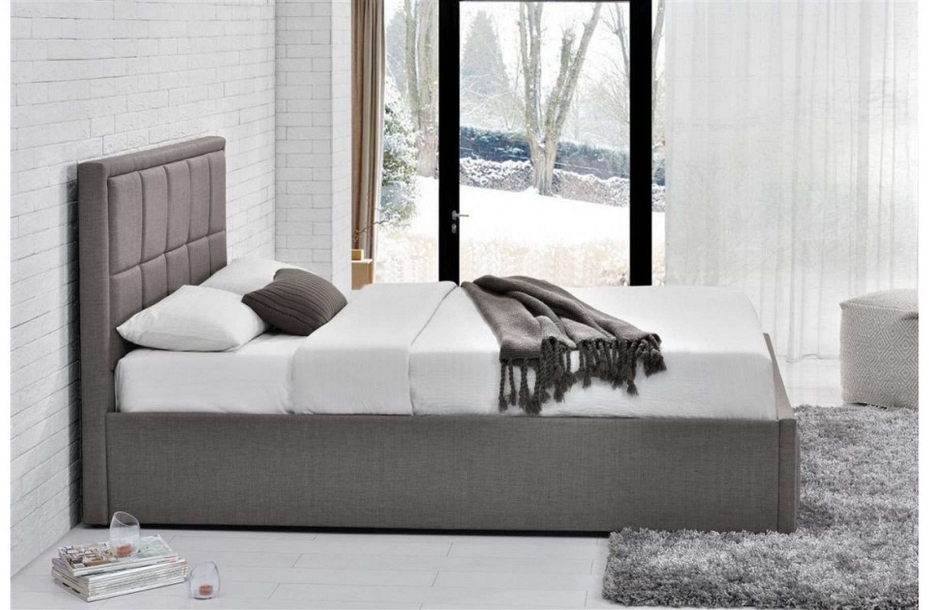 Birlea Hannover Grey Fabric Ottoman Storage Bed - Double 4ft6 - Birlea Essentials