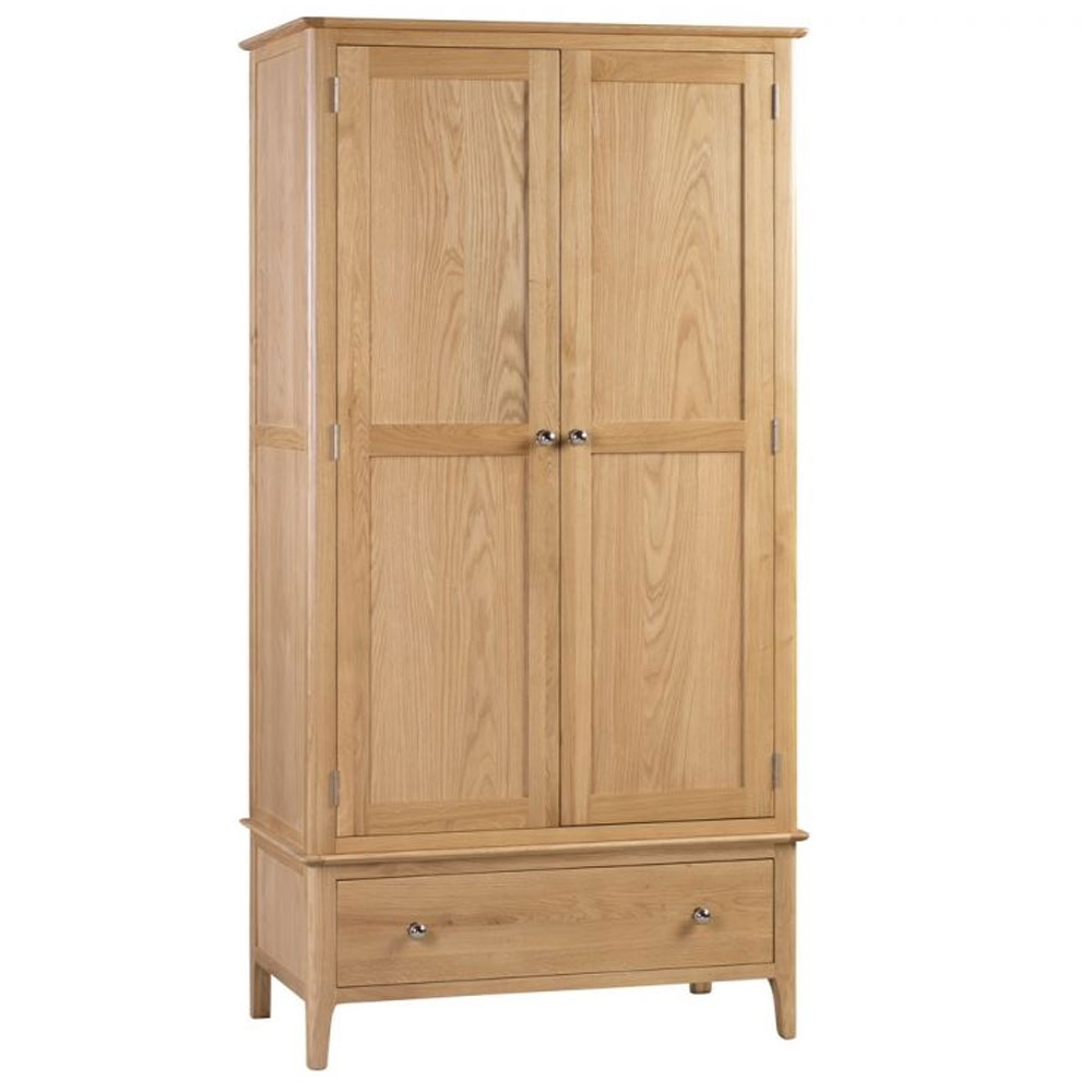 Wardrobe - CLAPPEN 2 Door Wardrobe Oak 100cm - JB Collections