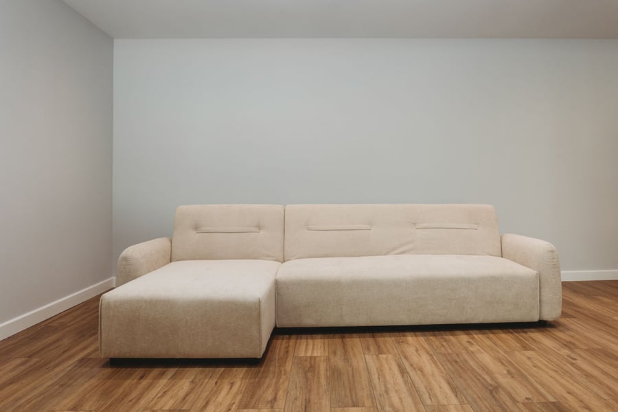 WALCOTE Fabric 4 Seater L Shaped Corner Sofabed - Beige, Reversible Facing - Avellino & Wells