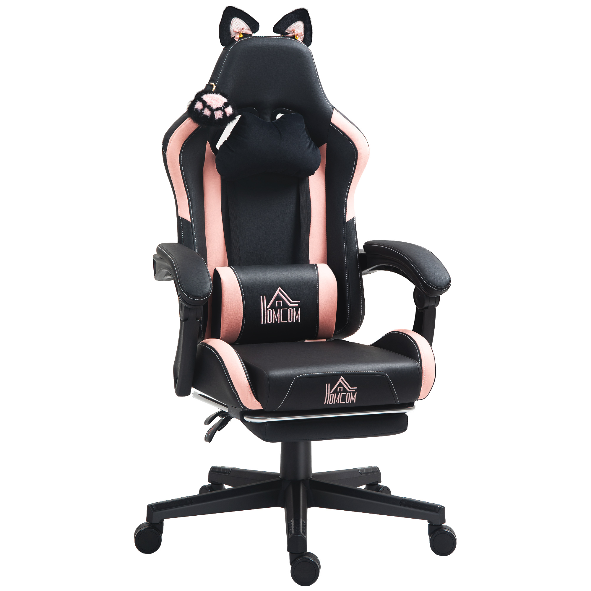 HERON Cat Ear and Paw Reclining Office Chair Black, Pink - Life Essentials