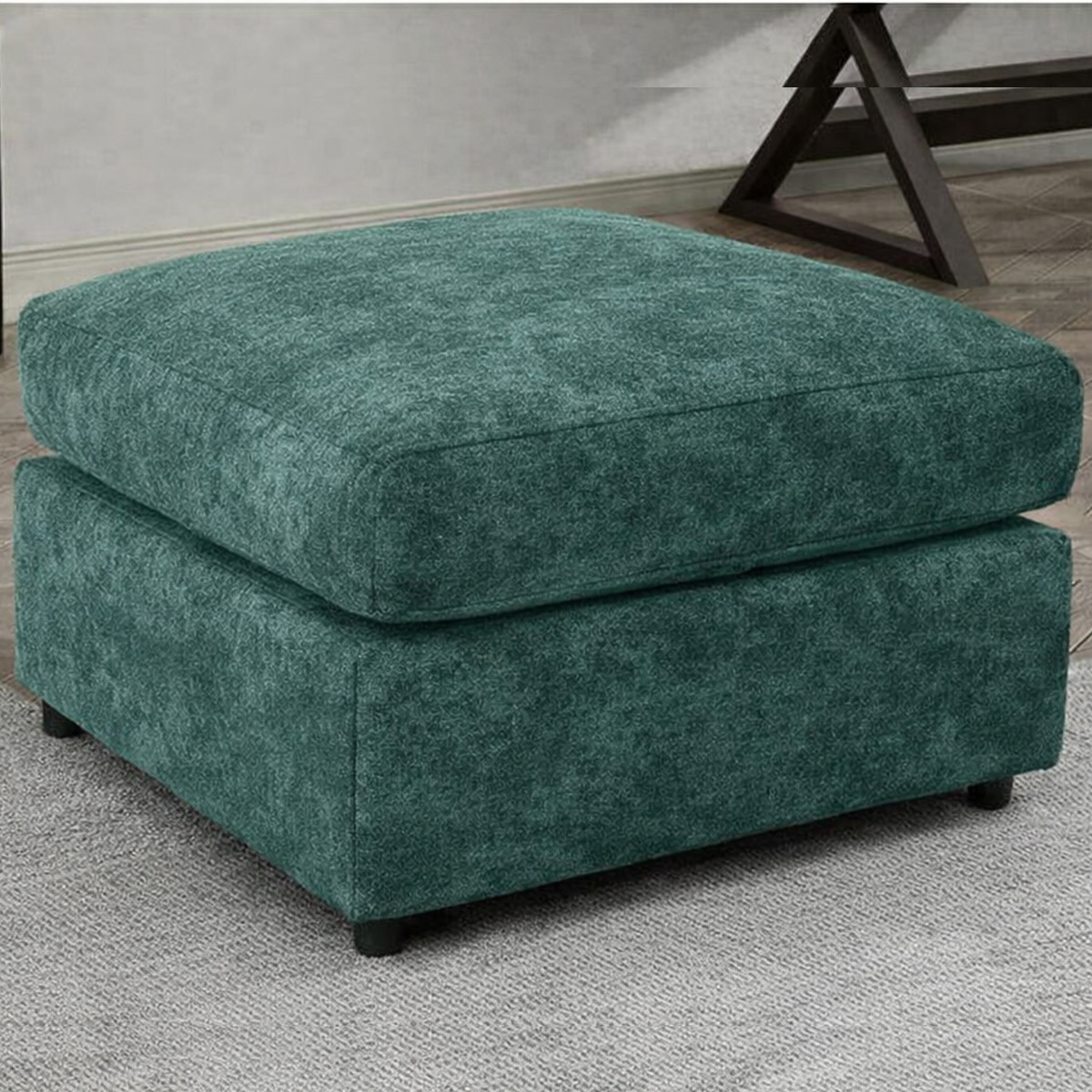 LORVANI Fabric Cushion Footstool - Teal - Home Done