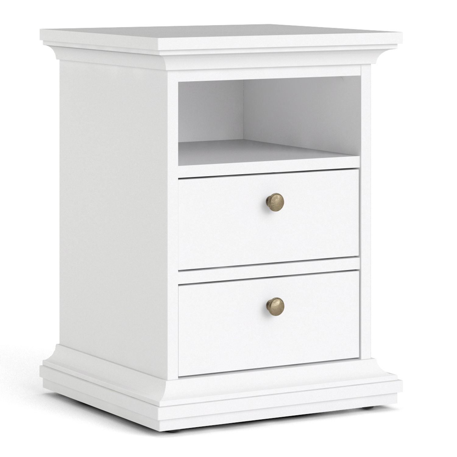 Bedside Table - PARIS 2 Drawer Nightstand White 43.6cm - Rosalind Collection