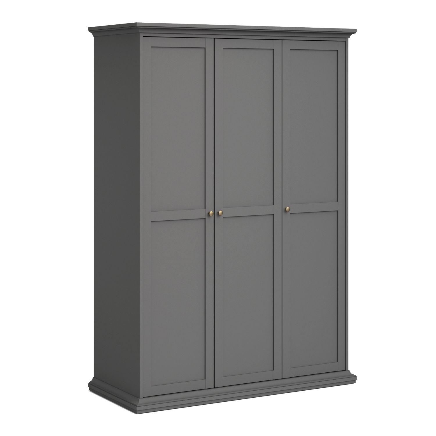 Wardrobe - PORTHOPE 3 Door Wardrobe Matt Grey 138.8cm - Rosalind Collection